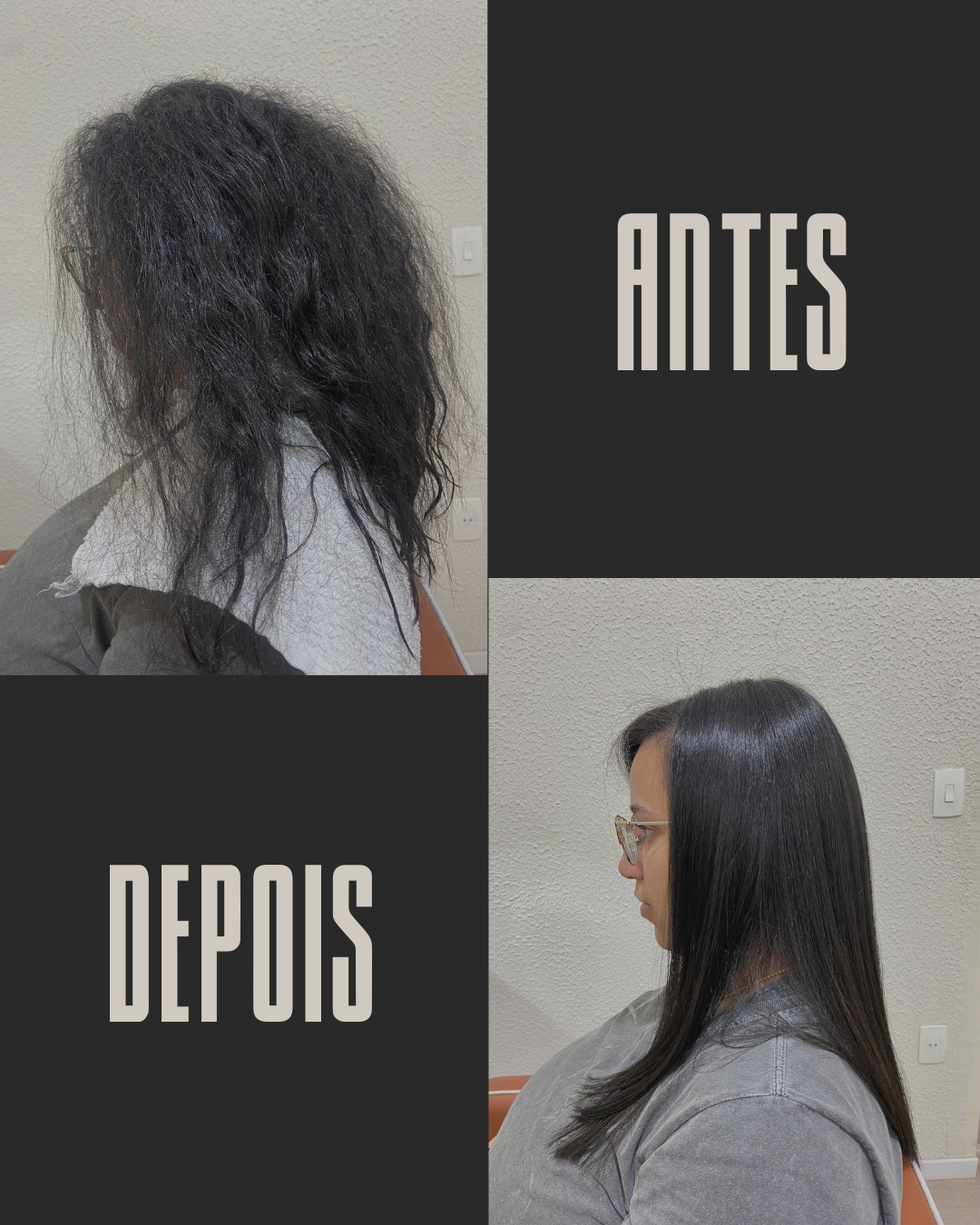 Antes e depois do cabelo